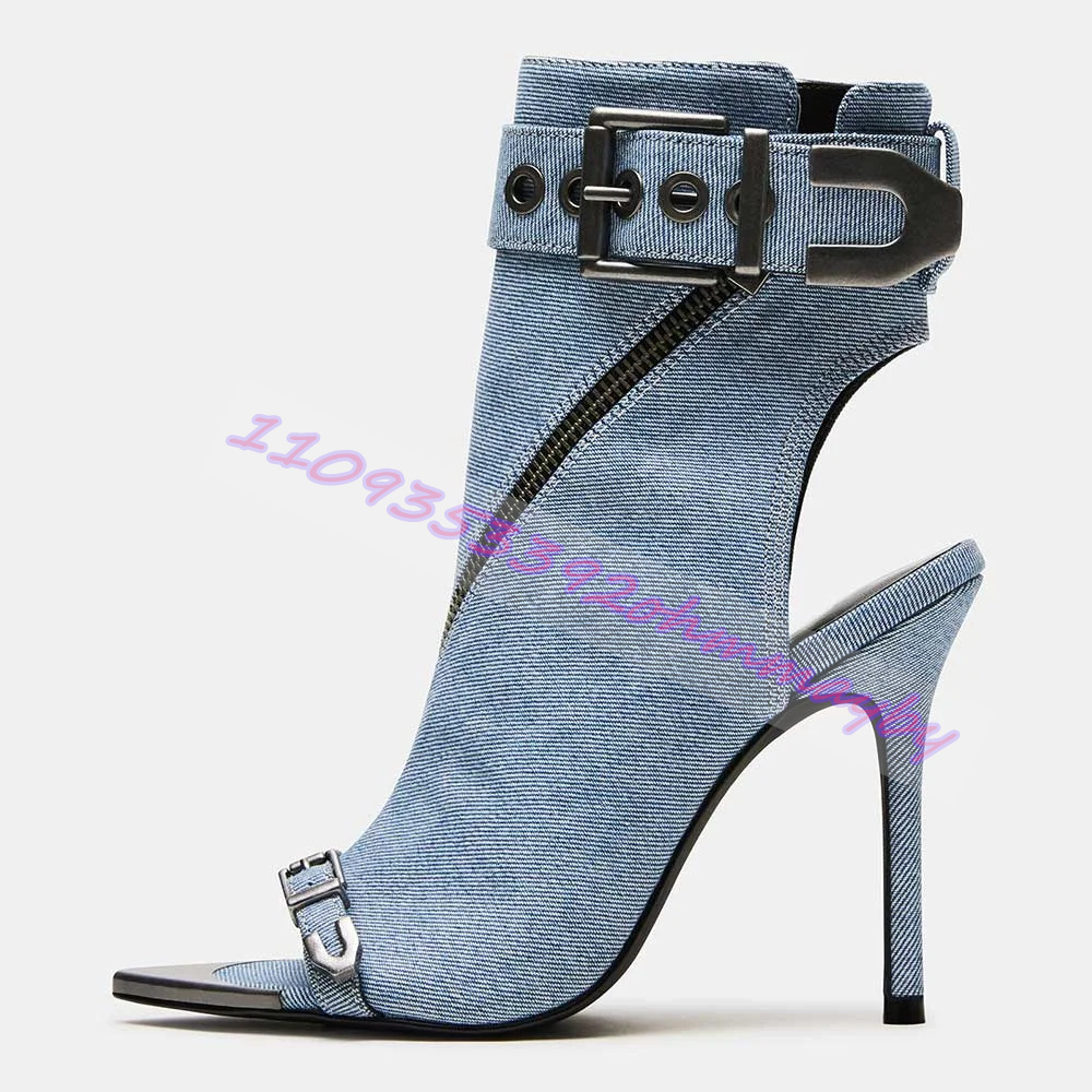Suede Ankle Boot - Bottines d'été en jean bleu à