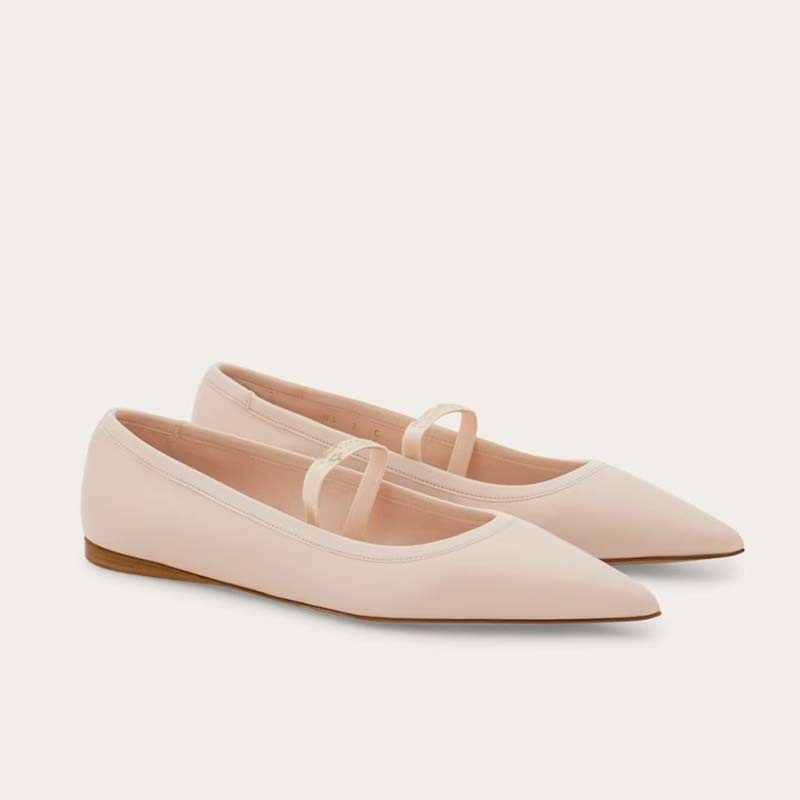 Ribbon Tie Heel - Femmes Ballet chaussures plates enfant et