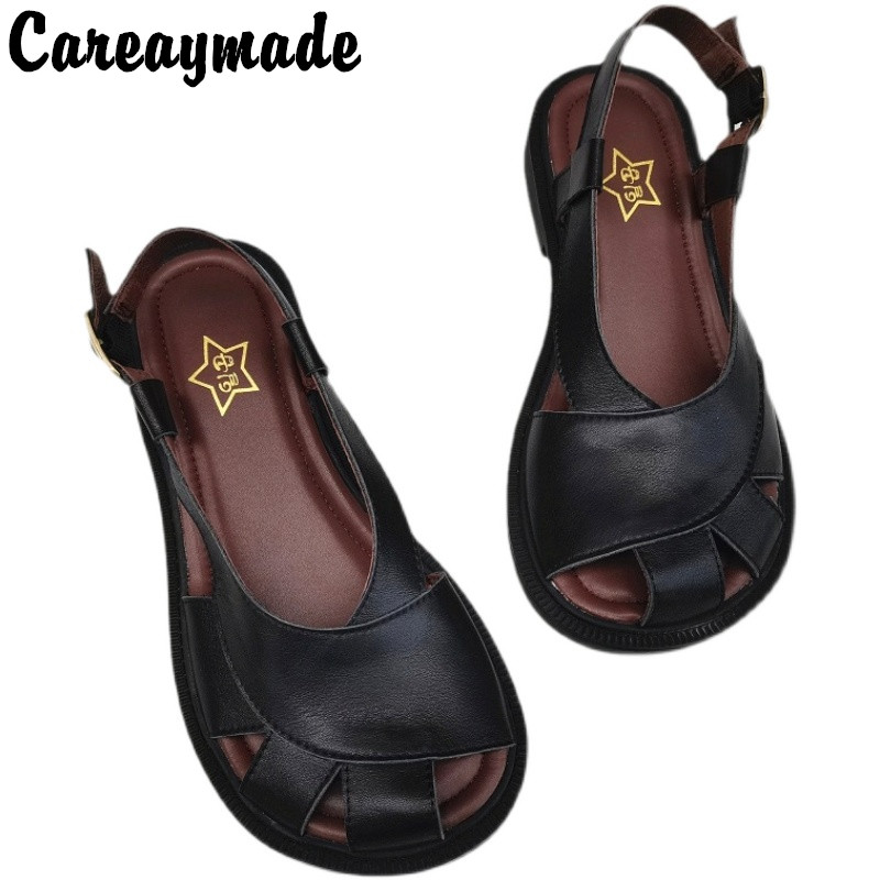 Women'S Shoes Big Feet - Careaymade-Sandales larges en cuir véritable pour
