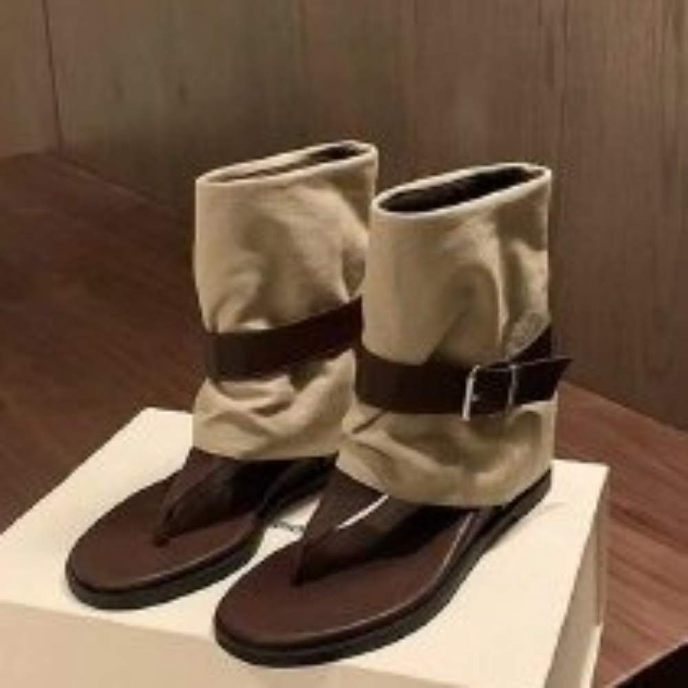 Suede Ankle Boot - Sandales vintage à blocs de couleur