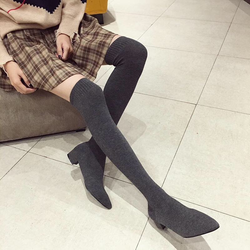 Bottes longues noires à talon  - Sock Boot Women avis et prix