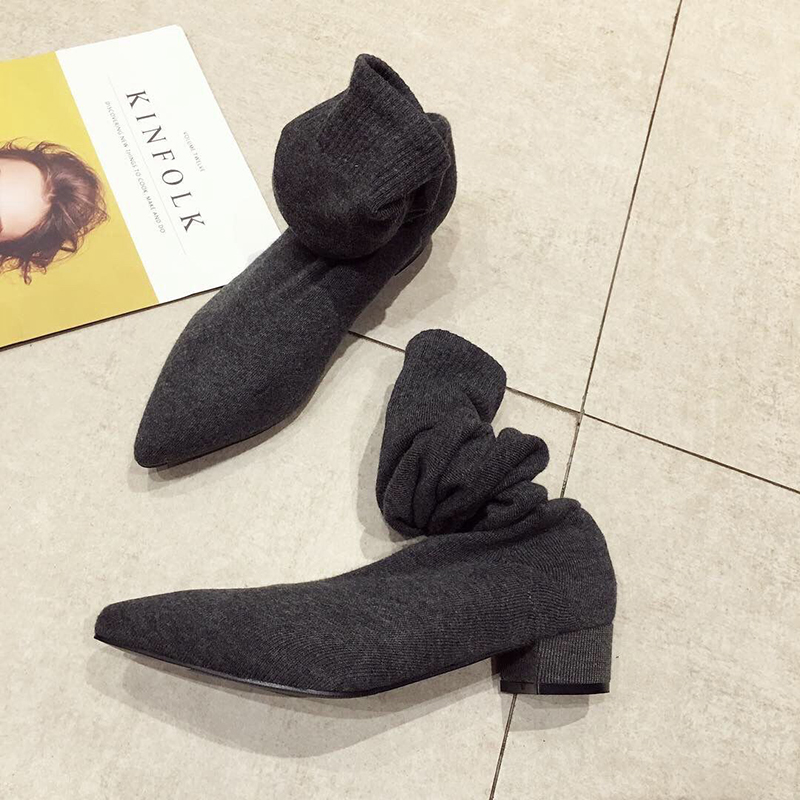 Bottes longues noires à talon  - Sock Boot Women avis et prix