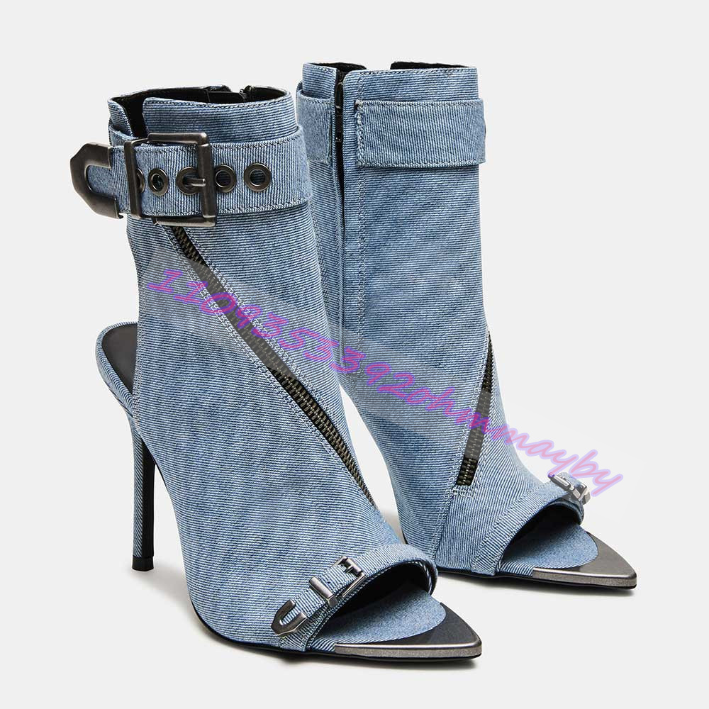 Bottines d'été en jean bleu à  - Suede Ankle Boot avis et prix