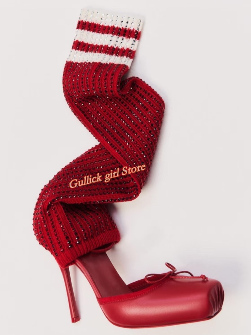 Bottes rouges en tricot à bout - Sock Boot Women avis et prix