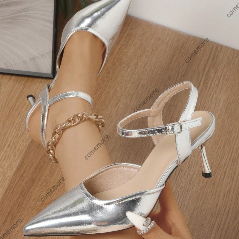 Escarpins chics argentés à tal - Women'S Shoes Trendy avis et prix